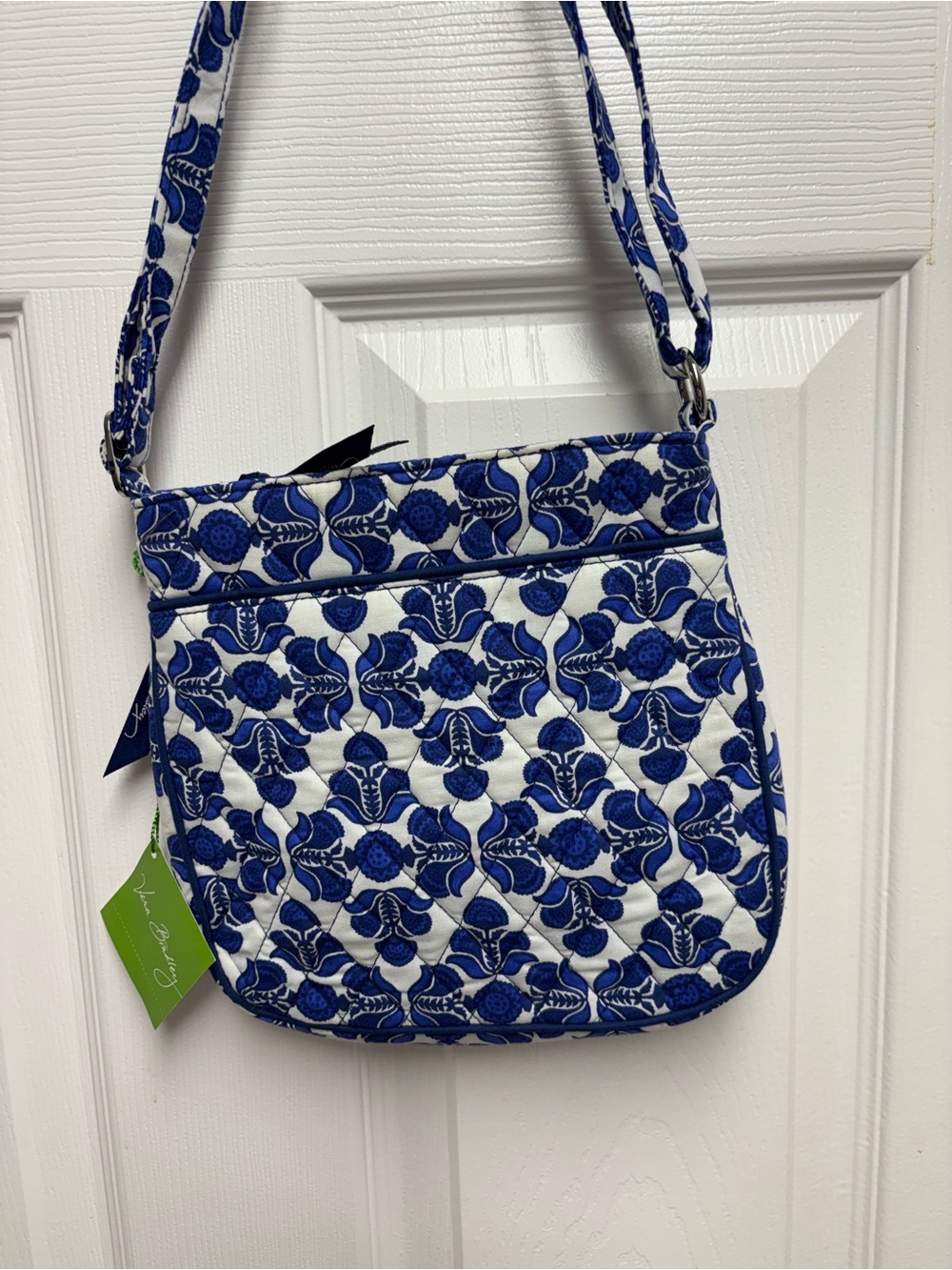 Vera Bradley White and Blue Floral Quilted Crossbody